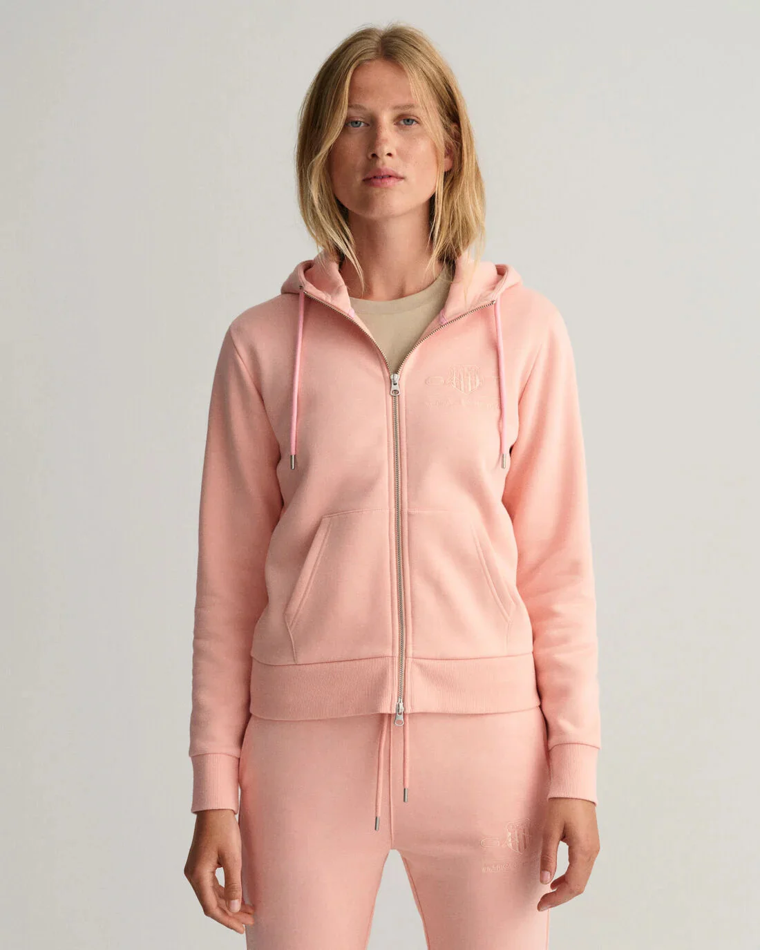 Gant Naisten Huppari TONAL ARCHIVE SHIELD ZIP HOODIE Persikka