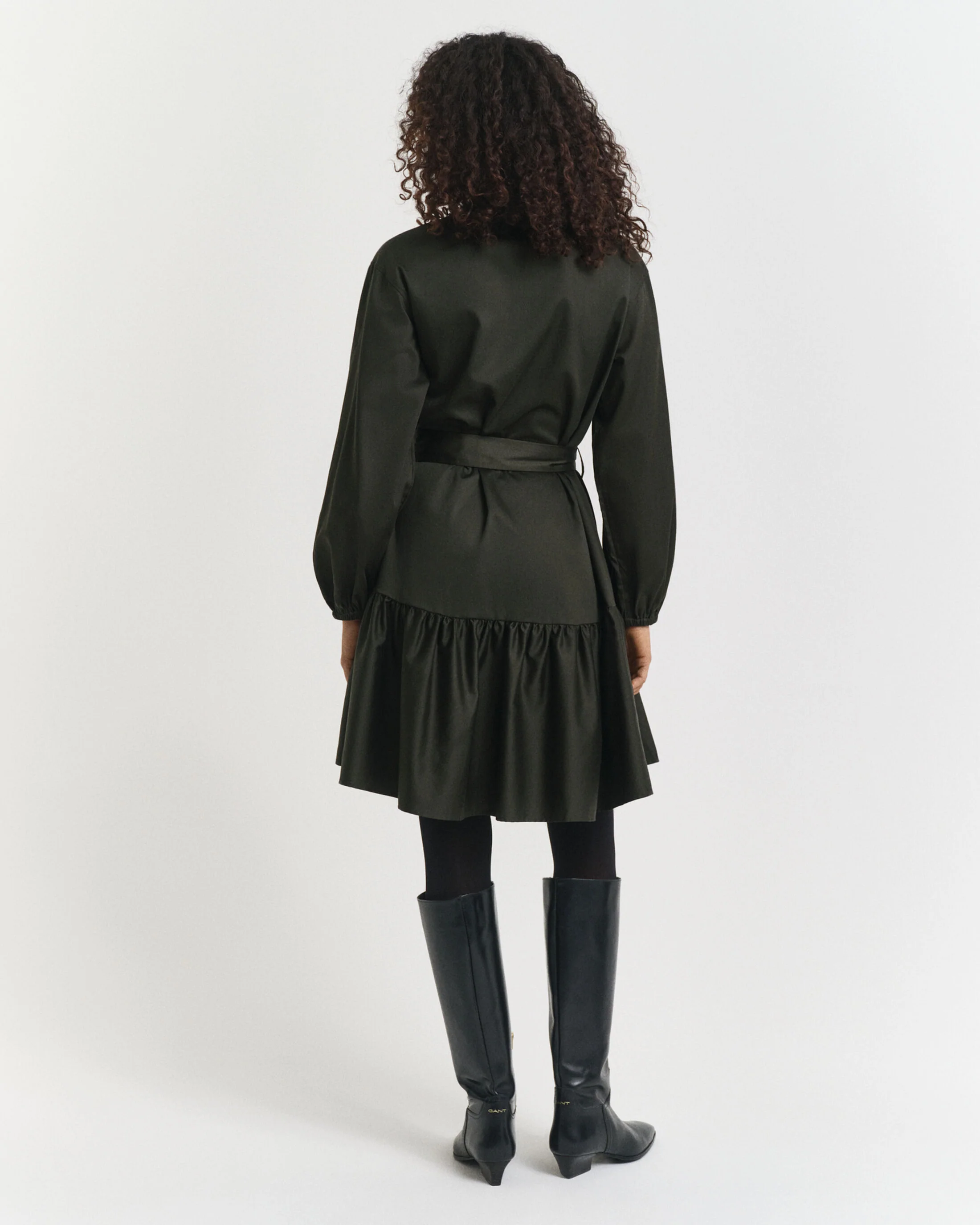 Gant naisten mekko, COTTON SATIN LS DRESS Tummanvihreä - Image 3