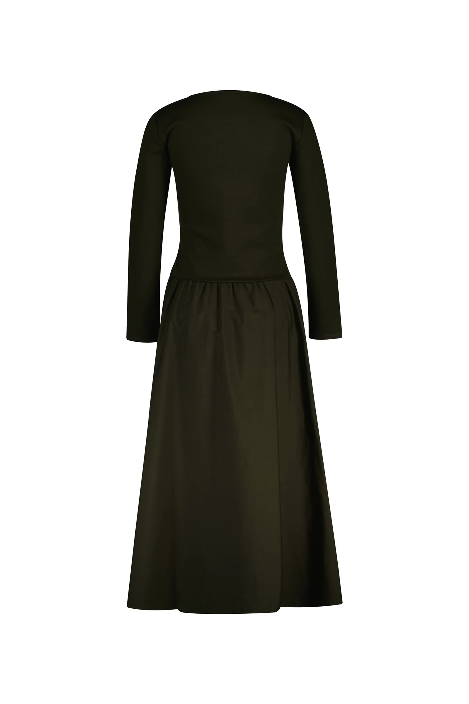 Gant naisten mekko, MIDI JERSEY WOVEN COMBO LS DRESS Armeijanvihreä - Image 2