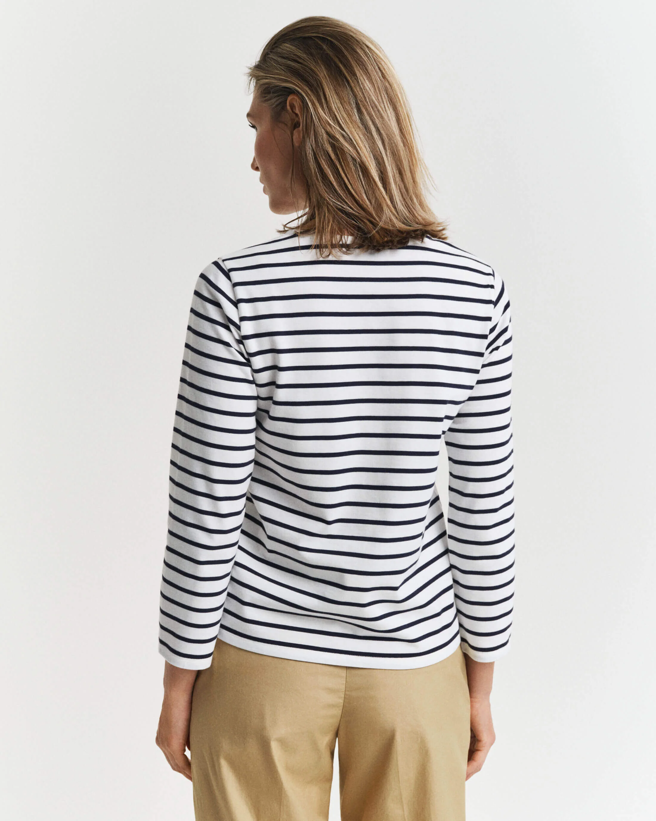 Gant naisten paita, REG BRETON C-NECK T-SHIRT Raidallinen Valkoinen - Image 2