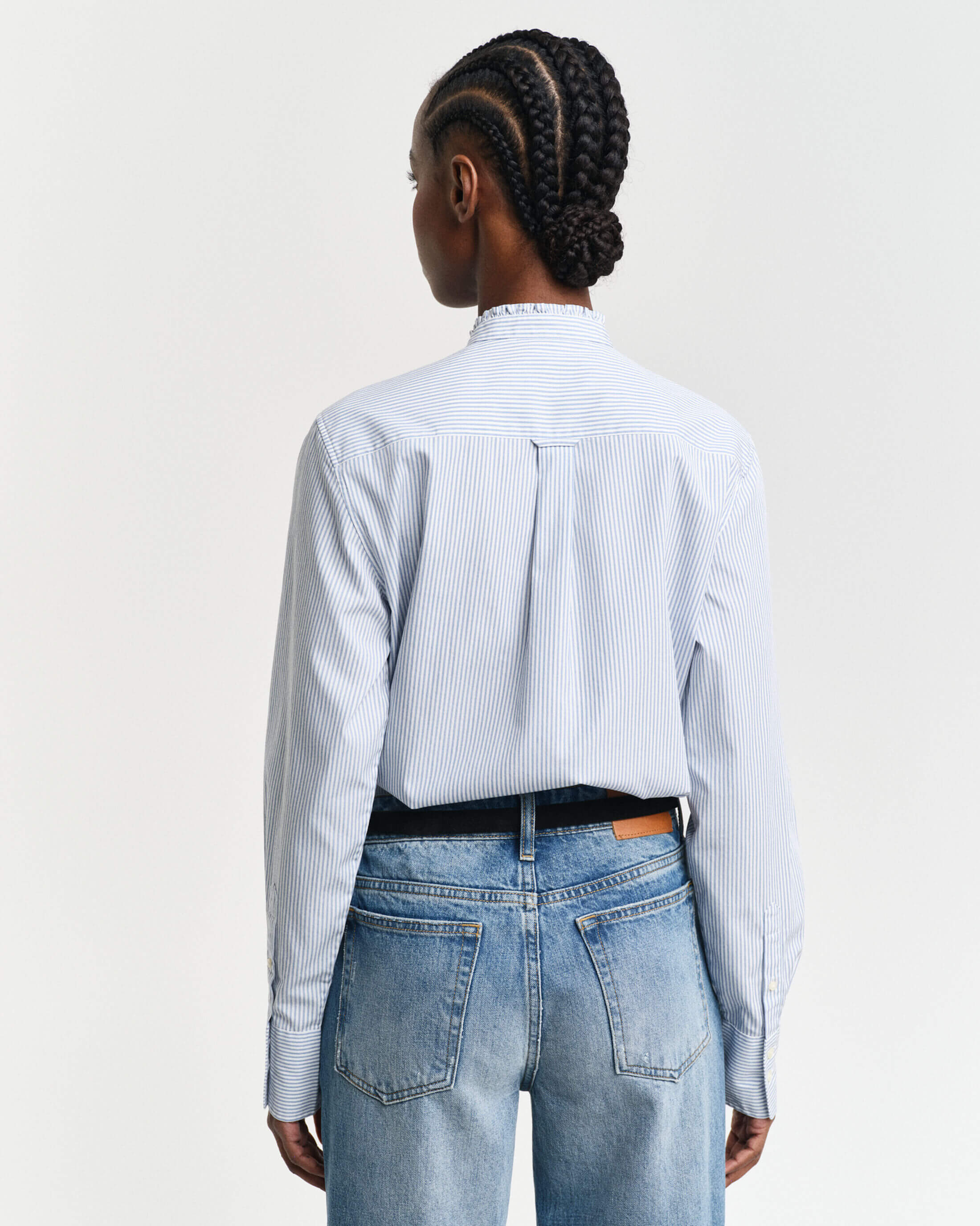 Gant naisten paita, REG STRIPED FRILL DETAIL SHIRT Raidallinen Sininen - Image 2