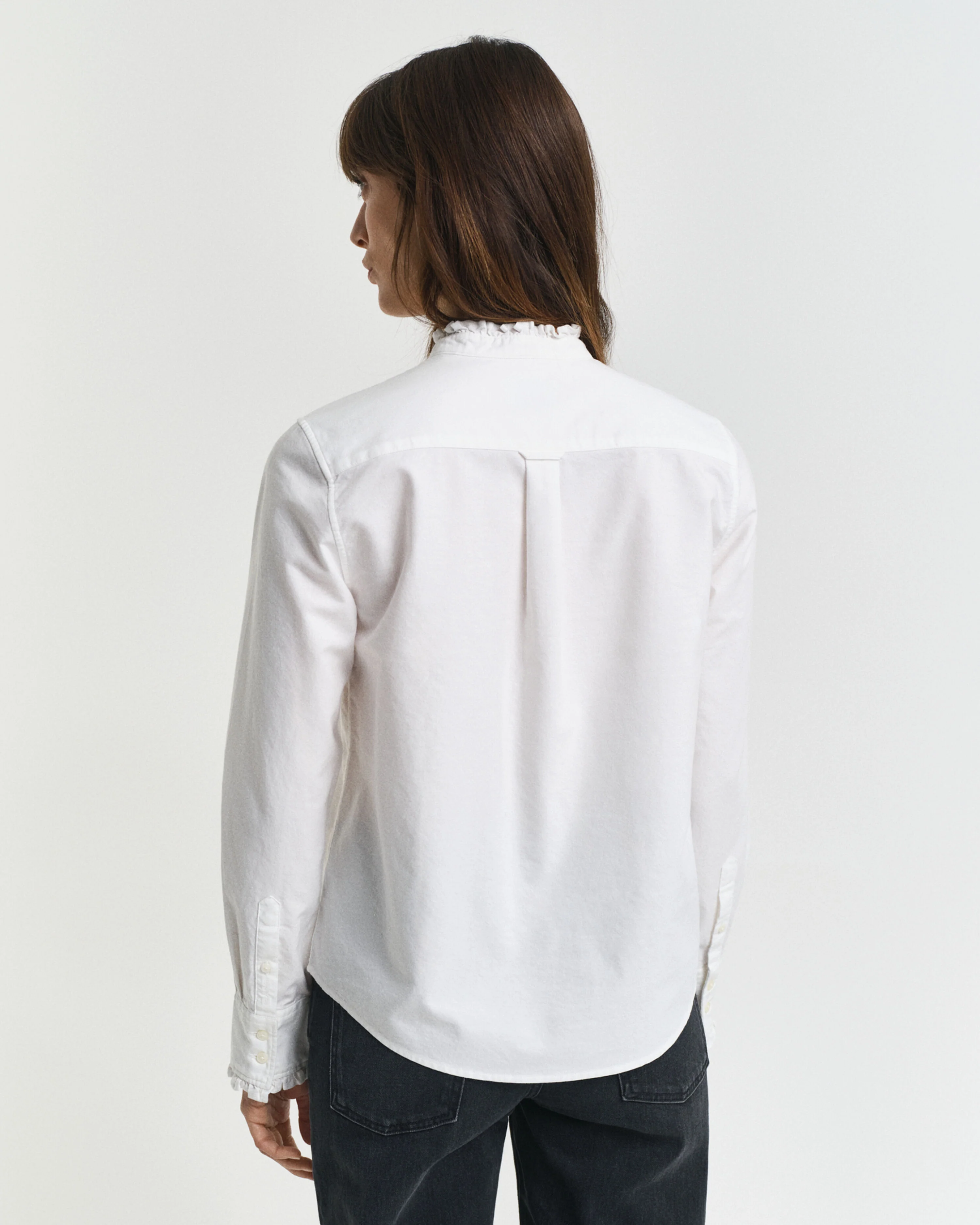 Gant naisten paitapusero, REG CLASSIC OXFORD FRILL BLOUSE Valkoinen - Image 2
