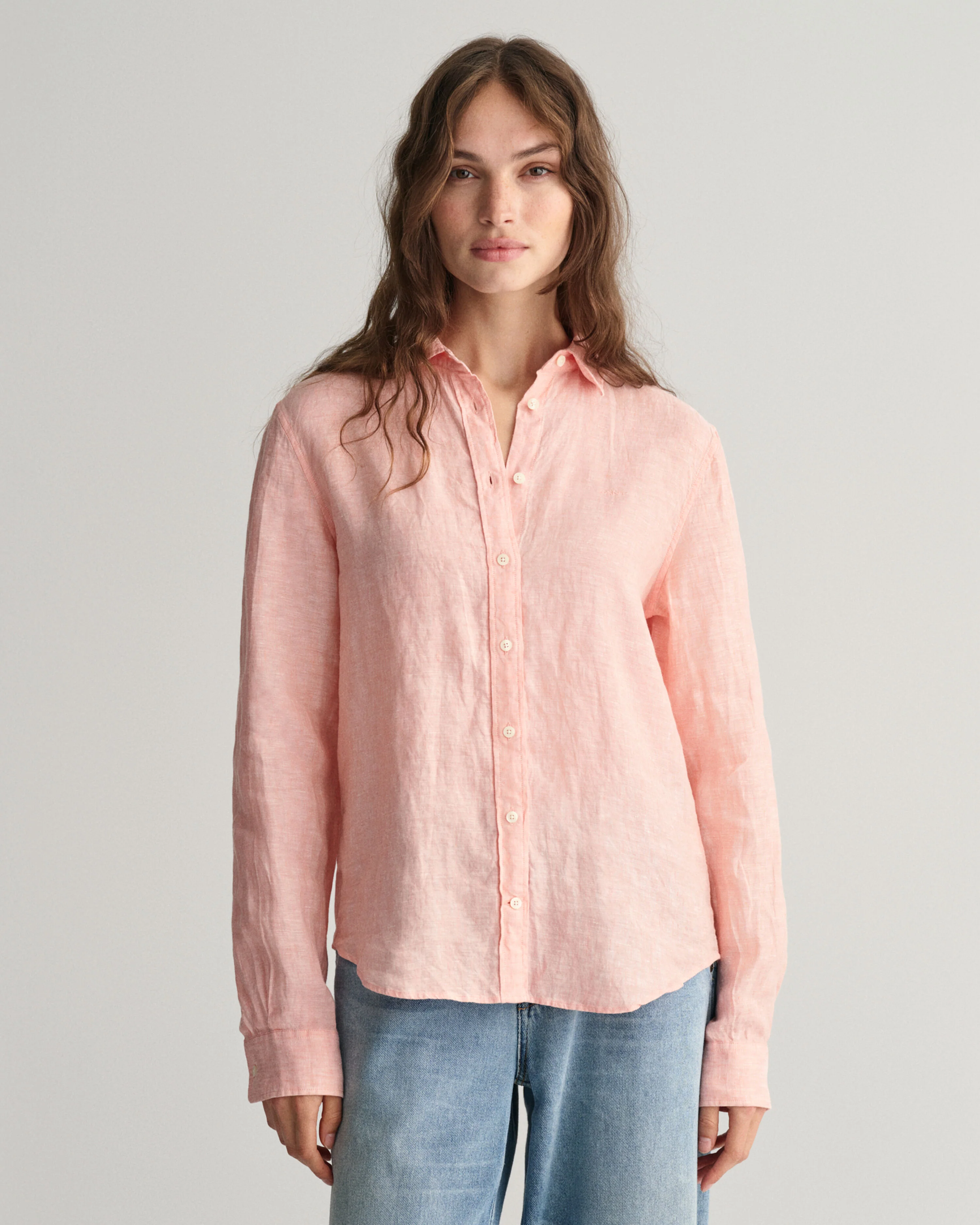 Gant naisten paitapusero, REG LINEN CHAMBRAY SHIRT Persikka