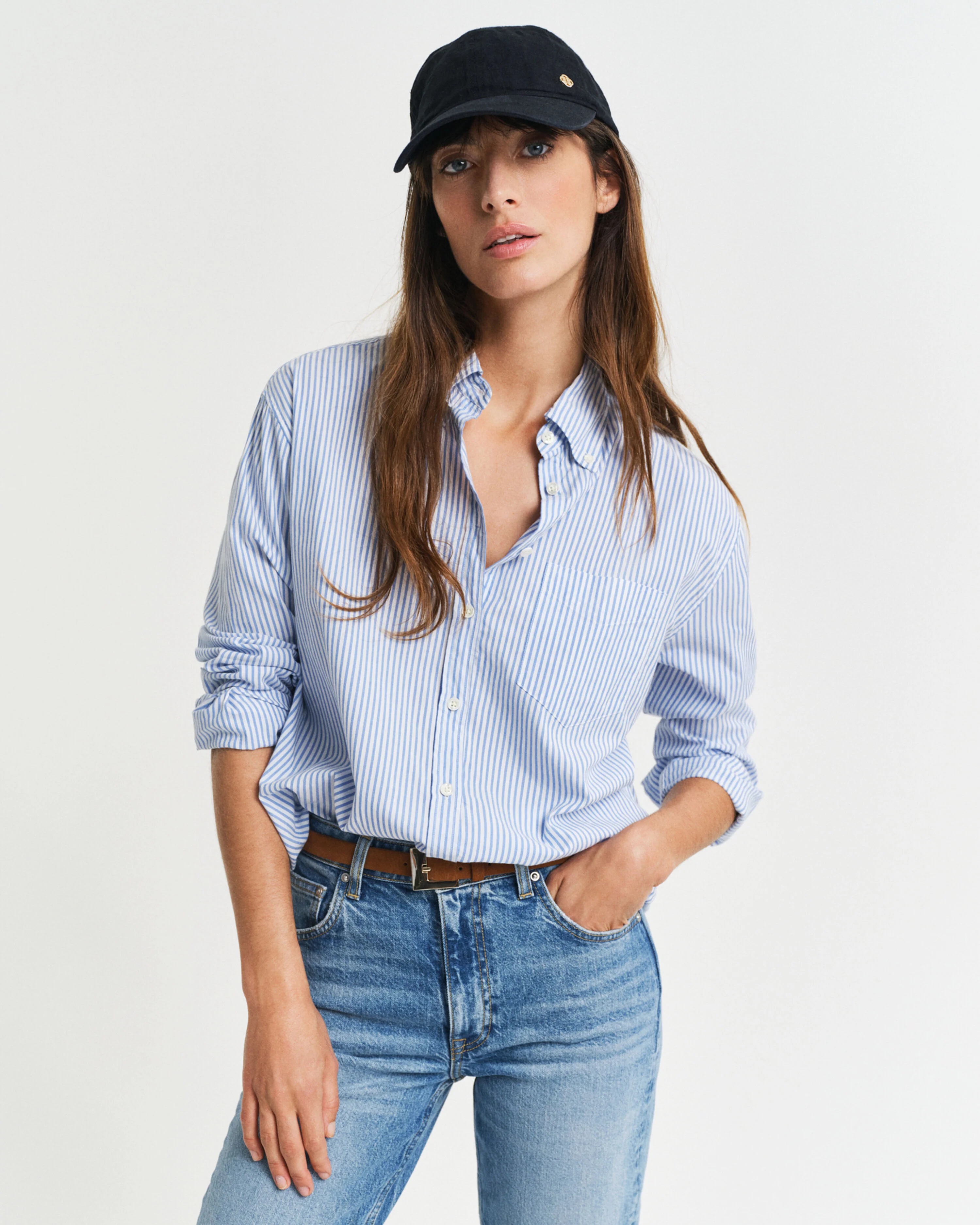 Gant naisten paitapusero, REL LUXURY OXFORD STRIPED BD SHIRT Vaaleansininen