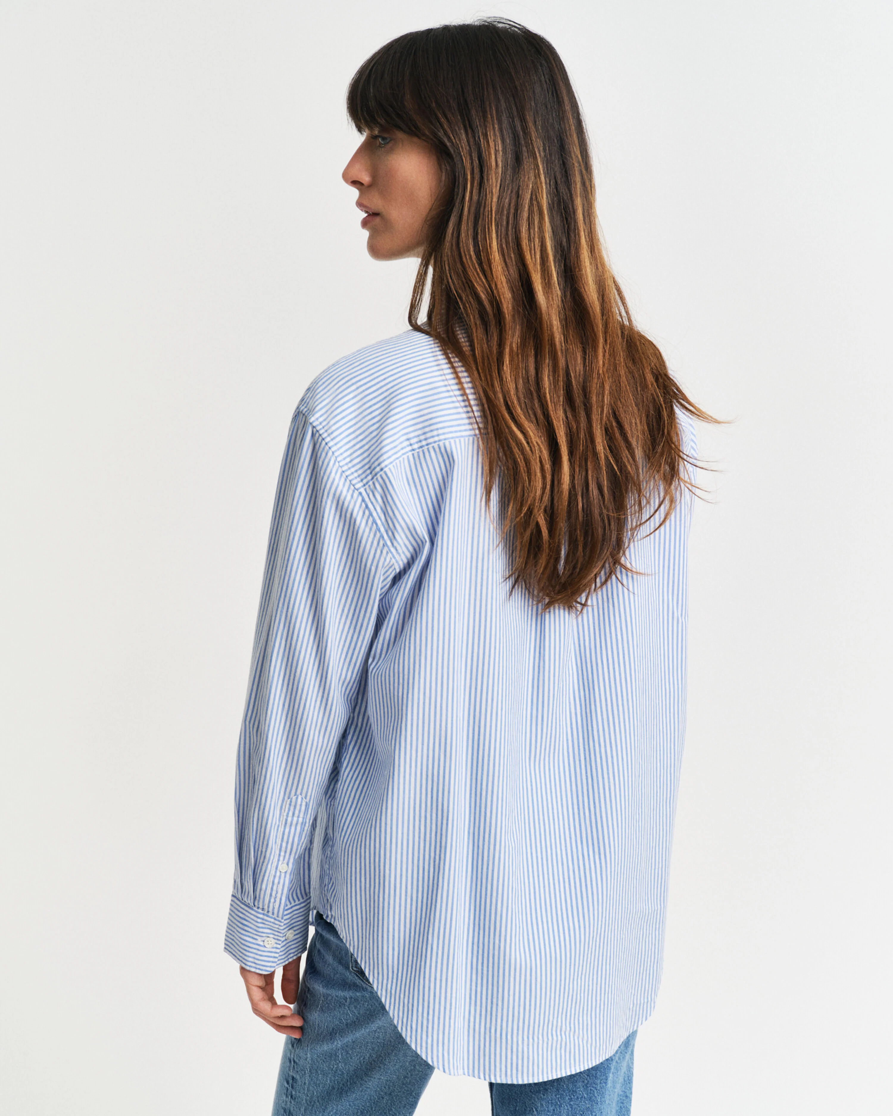 Gant naisten paitapusero, REL LUXURY OXFORD STRIPED BD SHIRT Vaaleansininen - Image 2