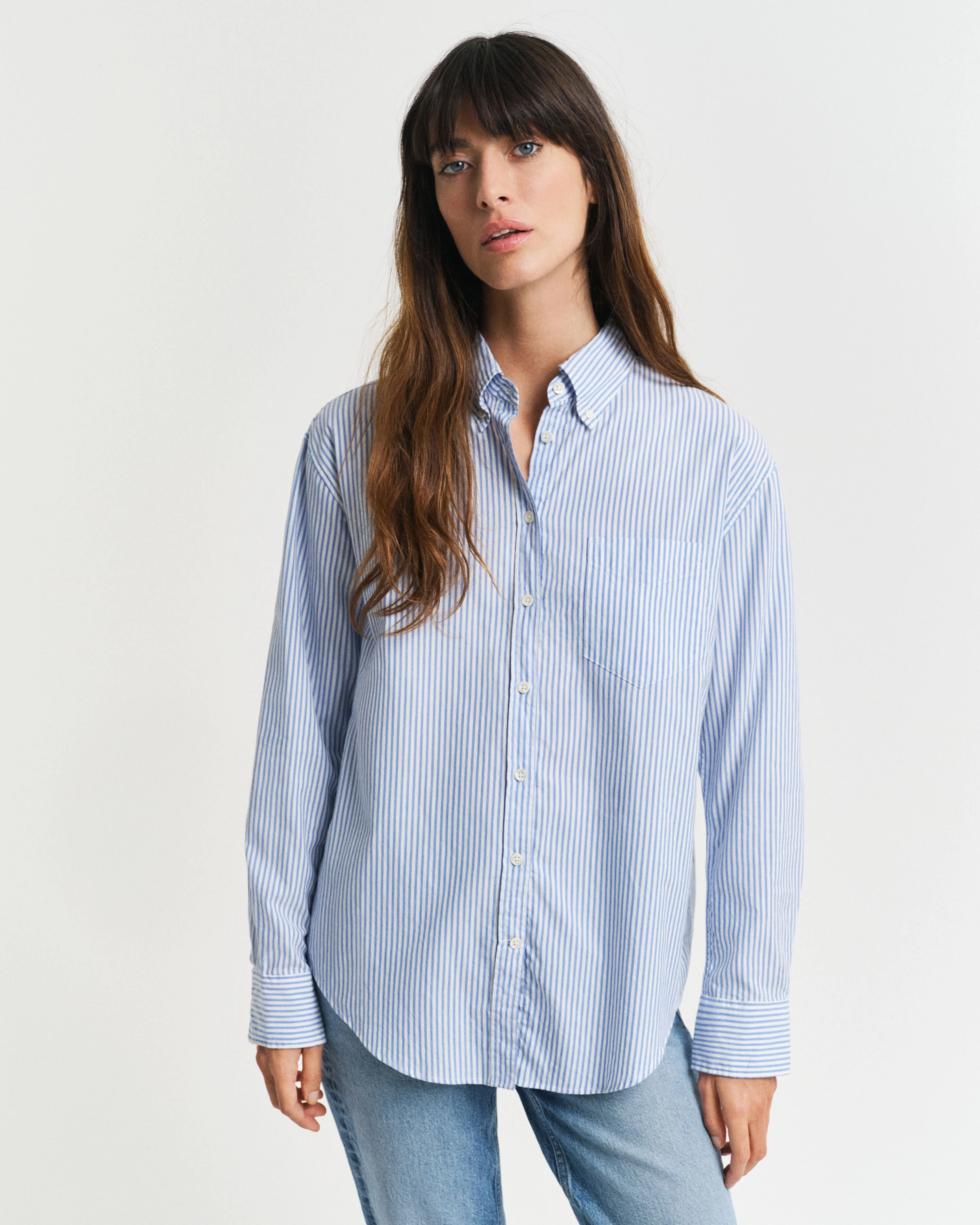 Gant naisten paitapusero, REL LUXURY OXFORD STRIPED BD SHIRT Vaaleansininen - Image 3