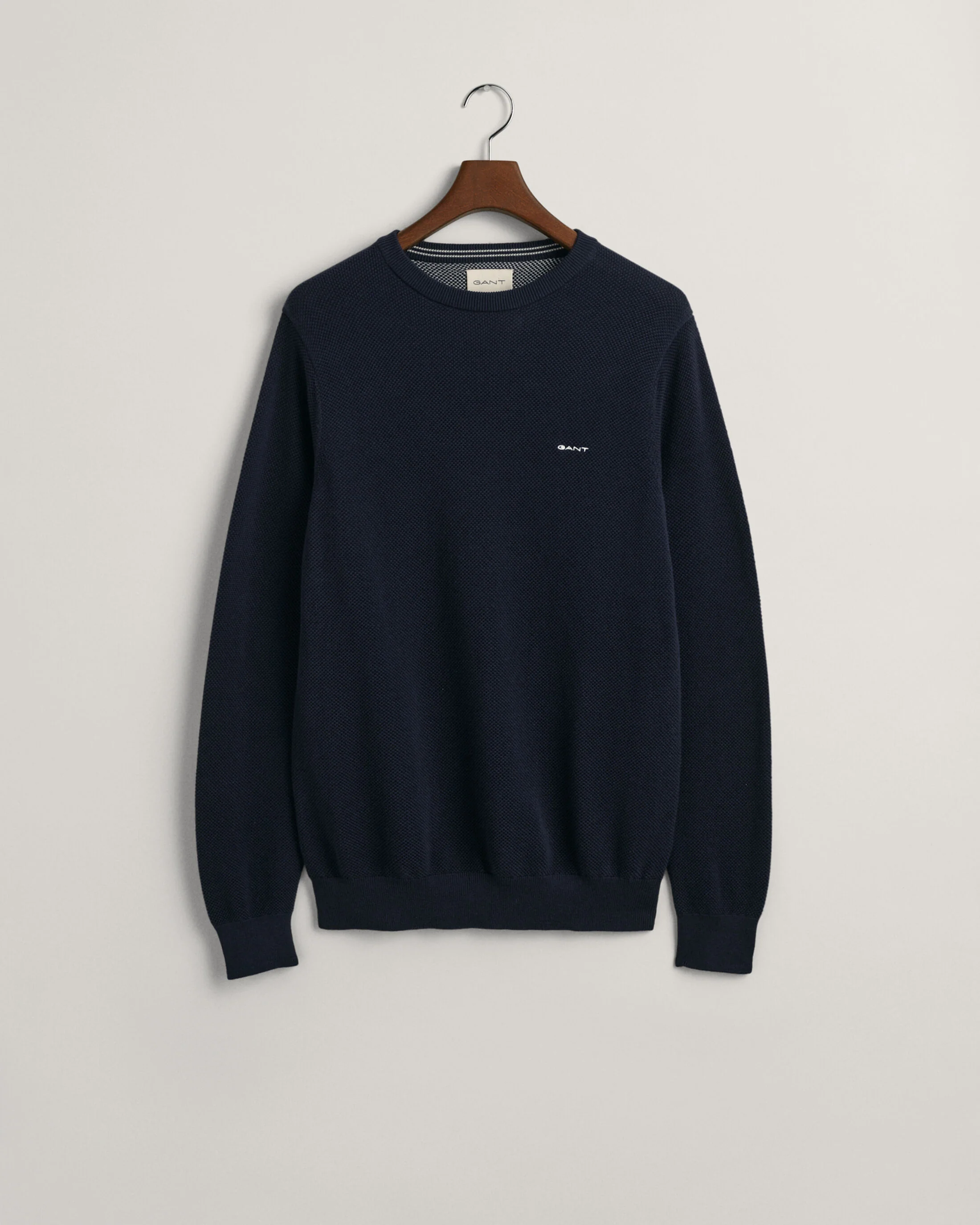 Gant neule, COTTON PIQUE C-NECK Tummansininen - Image 3