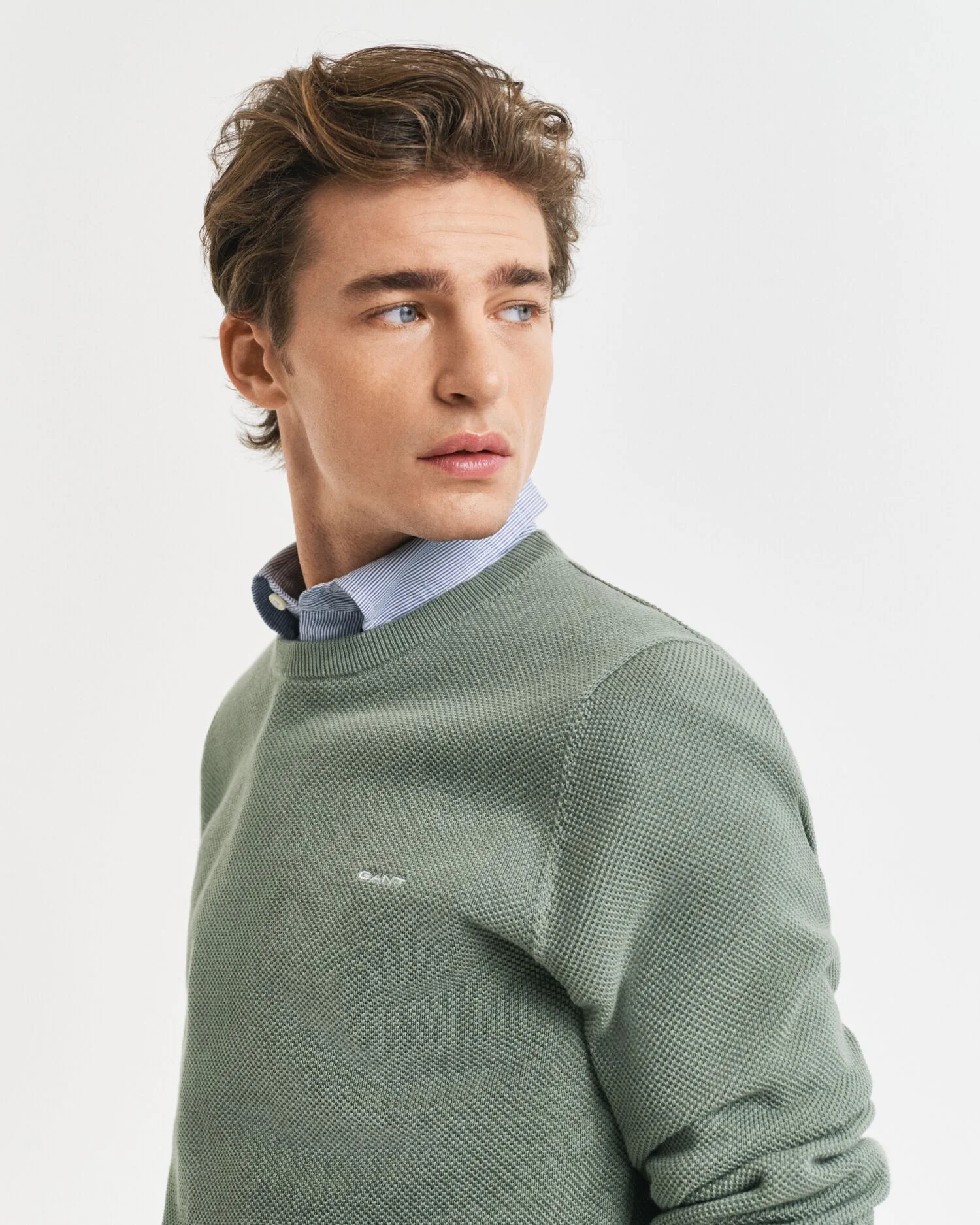 Gant neule, COTTON PIQUE C-NECK Vihreä - Image 5