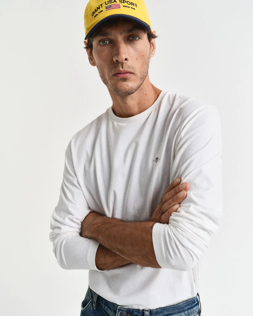 Gant t-paita, REG T LS T-SHIRT Luonnonvalkoinen - Image 4