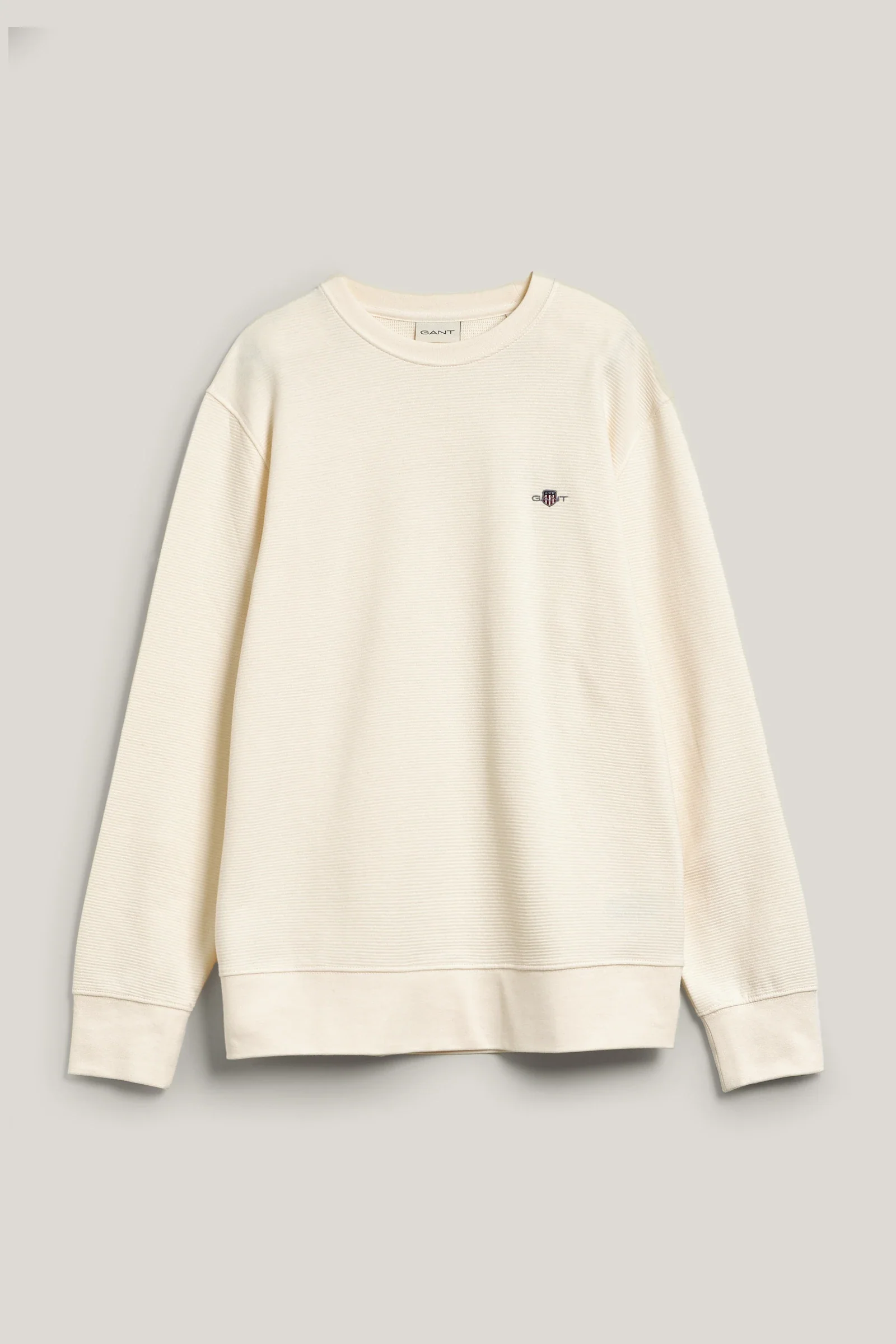 Gant TEXTURE C-NECK SWEAT- miesten neule Luonnonvalkoinen - Image 3