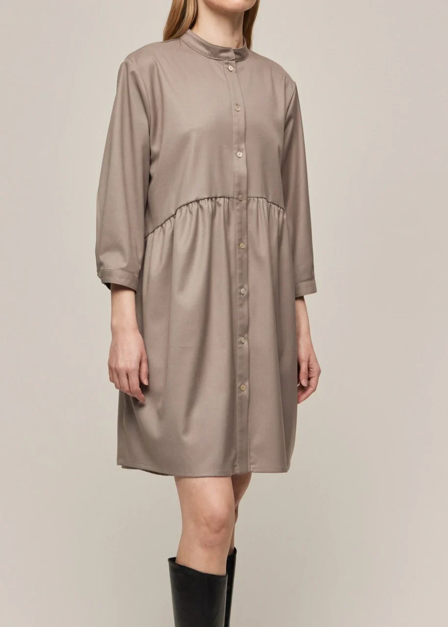 Gauhar naisten mekko, SHIRT DRESS OYSTER Ruskeanharmaa