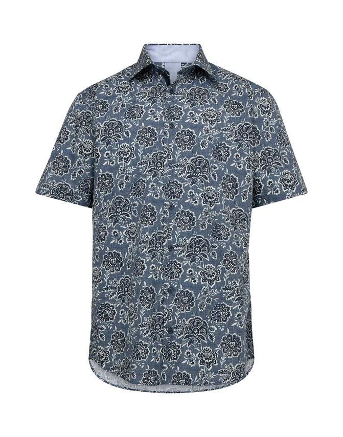 Gino marcello miesten kauluspaita, 3112063-500 SS SHIRT Sininen Kuosi