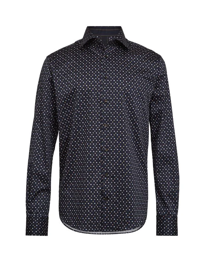 Gino marcello miesten kauluspaita, GINO MARCELLO MICRO PRINT SHIRT Sininen Kuosi