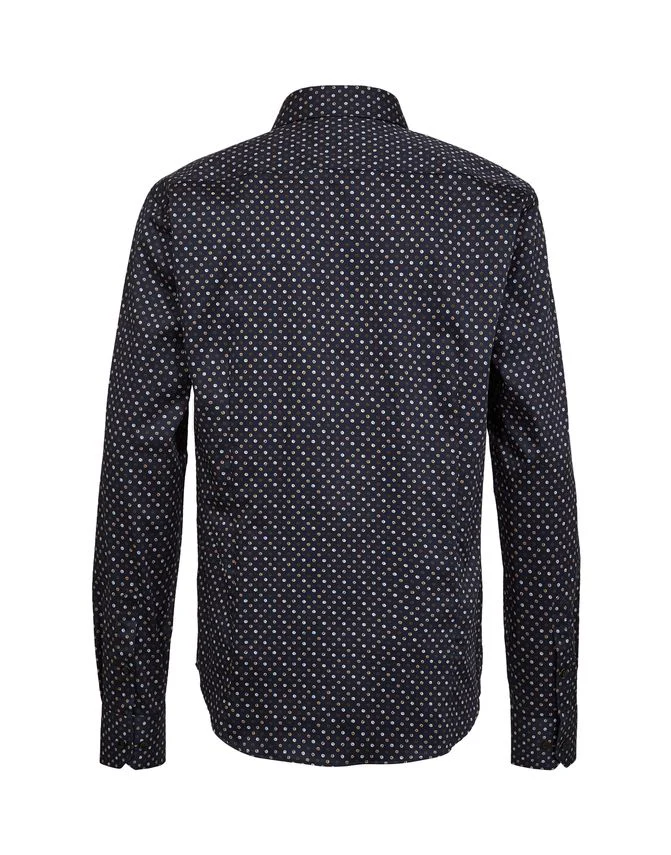 Gino marcello miesten kauluspaita, GINO MARCELLO MICRO PRINT SHIRT Sininen Kuosi - Image 2