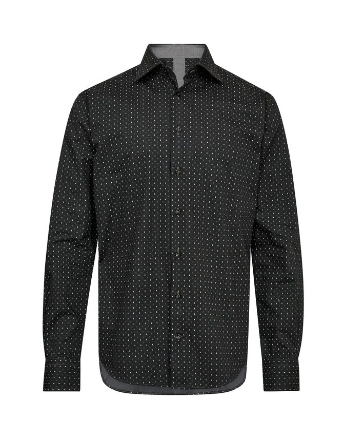 Gino marcello miesten kauluspaita, K GINO MARCELLO MICRO PRINT SHIRT Musta Kuosi