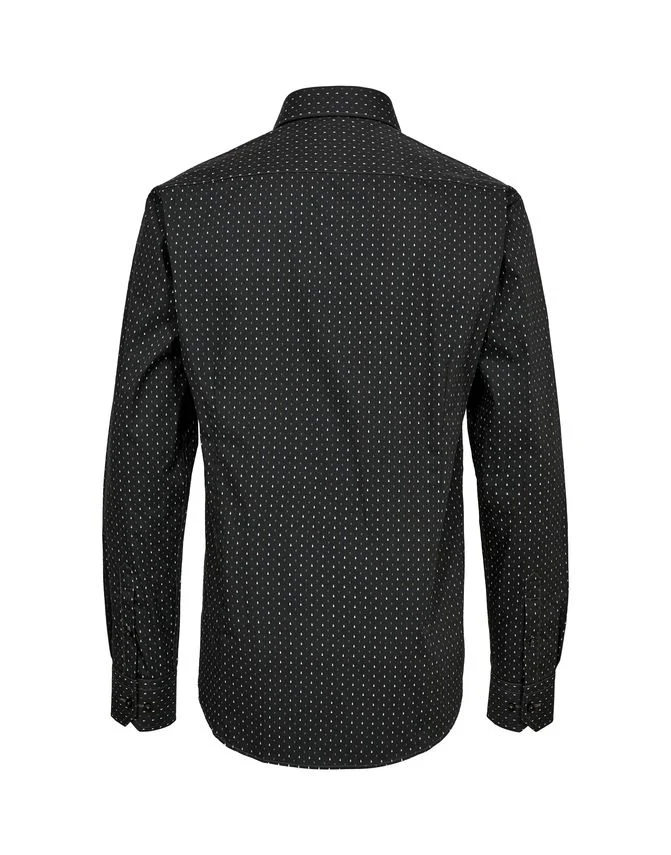 Gino marcello miesten kauluspaita, K GINO MARCELLO MICRO PRINT SHIRT Musta Kuosi - Image 2
