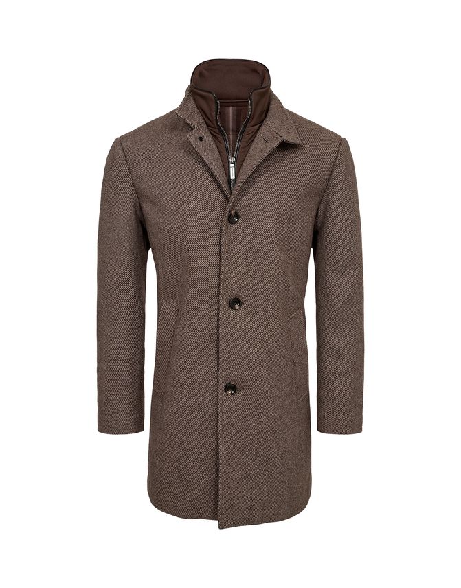 Gino marcello miesten villakangastakki, GINO MARCELLO WOOL COAT Kaakaonruskea