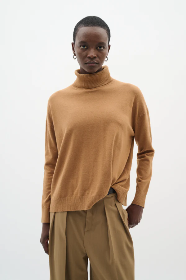 Inwear naisten pooloneule GLEAIW KELLSIE TURTLENECK, Tobacco Brown