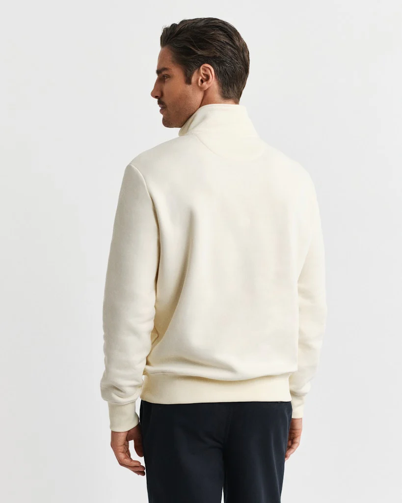 Gant Miesten Collegepusero Graphic Half Zip, Luonnonvalkoinen - Image 3