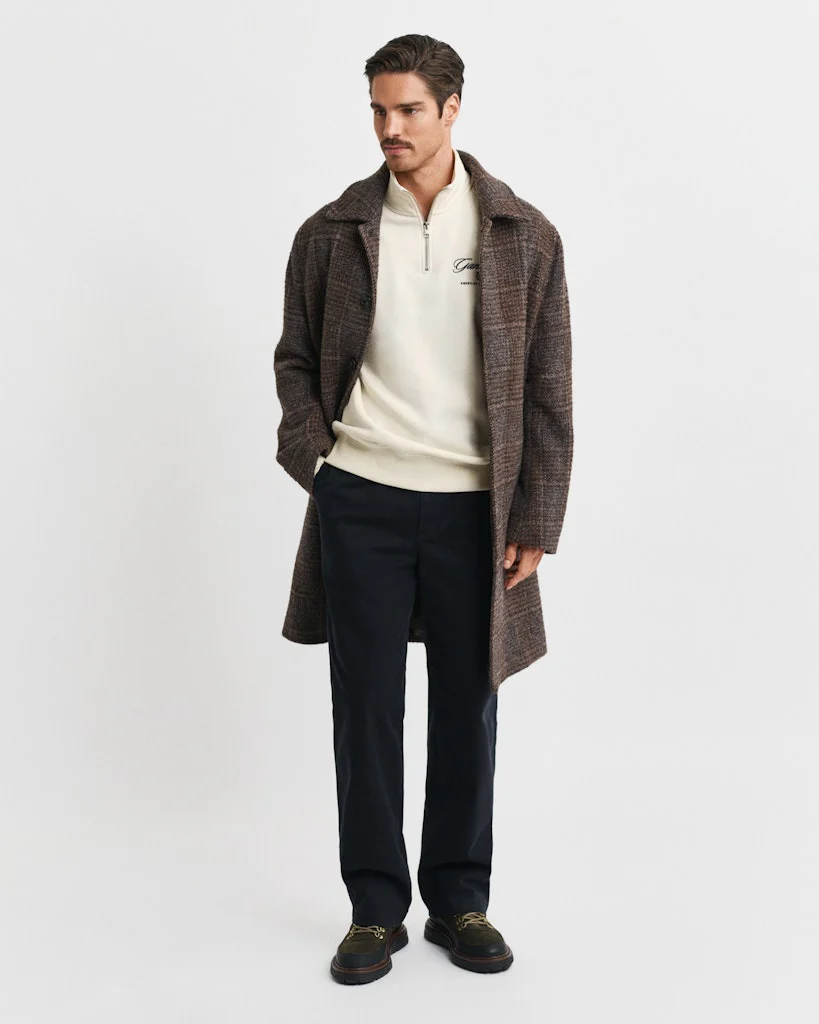 Gant Miesten Collegepusero Graphic Half Zip, Luonnonvalkoinen - Image 5