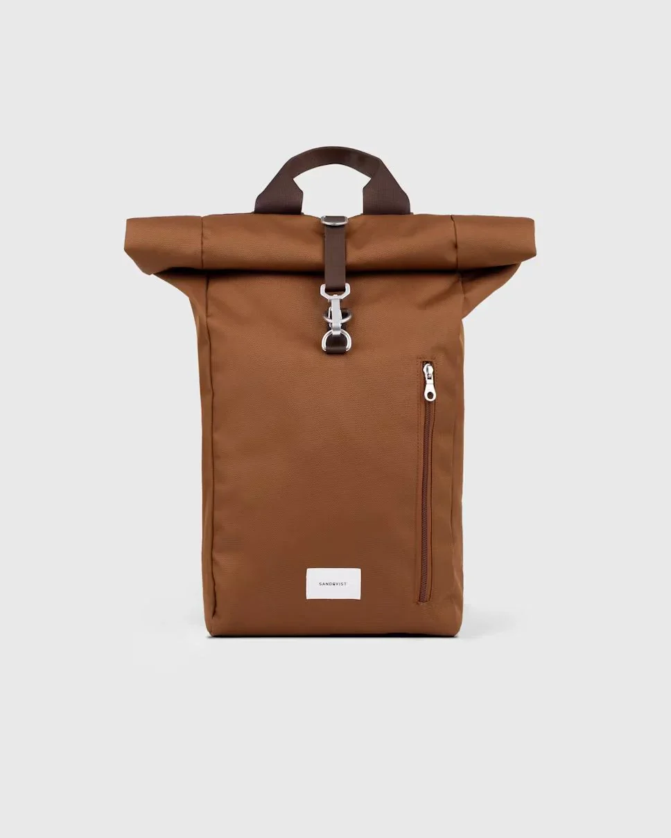 Sandqvist unisex reppu GROUND Rolltop Backpack L, konjakinruskea