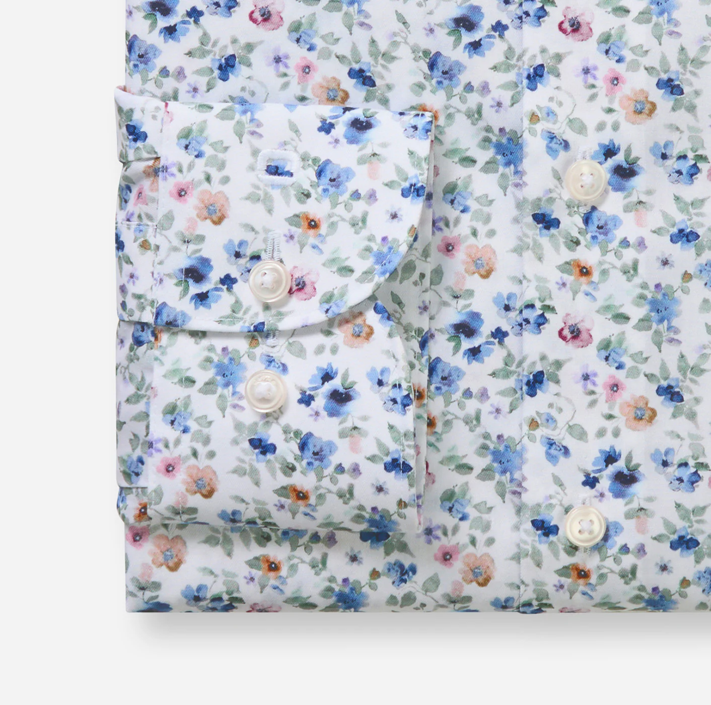 Olymp kauluspaita +Hiha Luxor Modern Fit Floral Print, valkopohjainen kuosi - Image 4