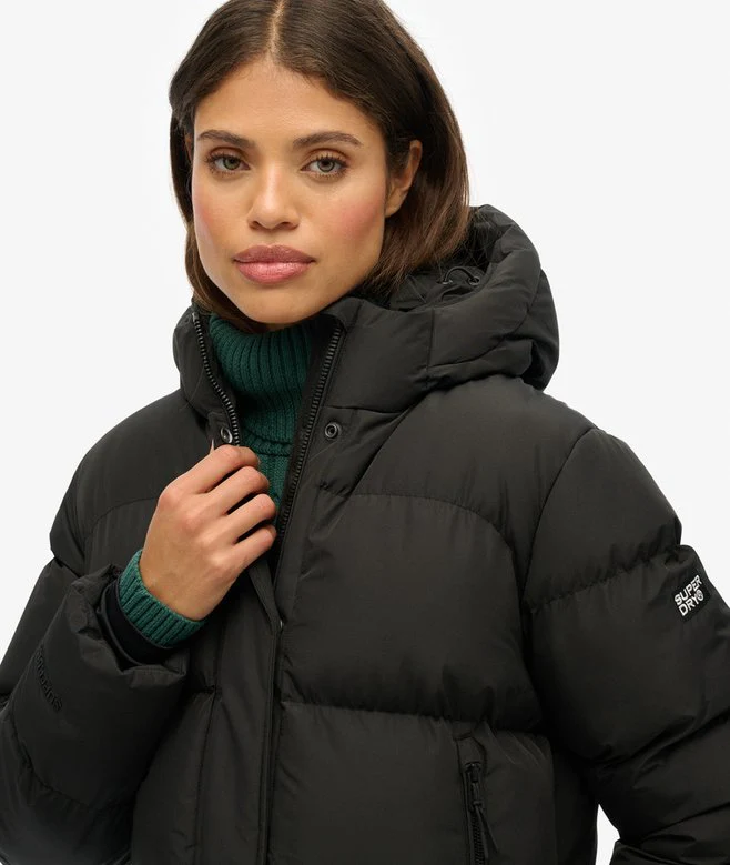 Superdry naisten takki Hooded 5 Baffle Sports Puffer, musta - Image 5