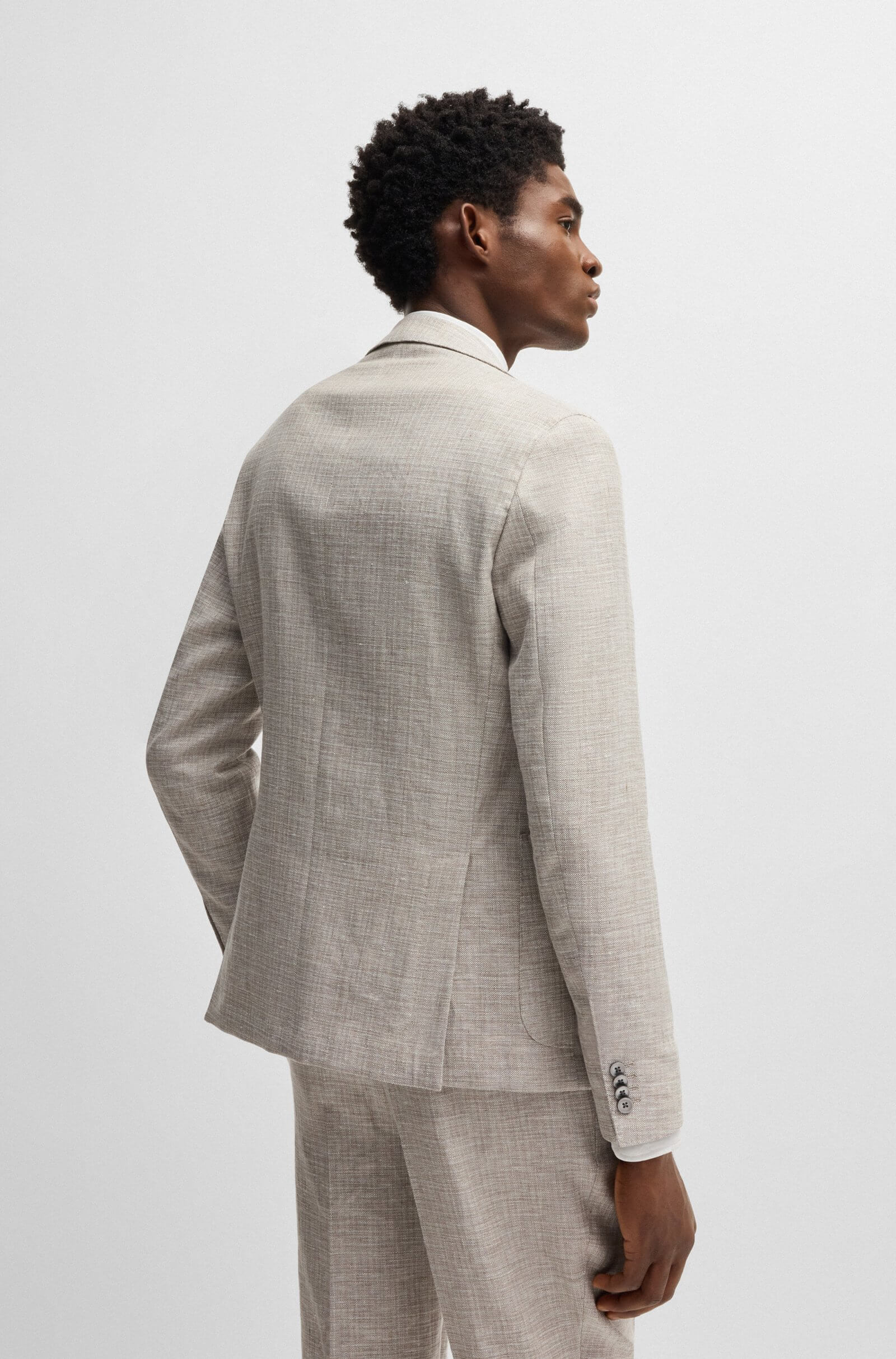Hugo Boss miesten bleiseri, C-HANRY LINEN WOOL BLAZER Beige - Image 2