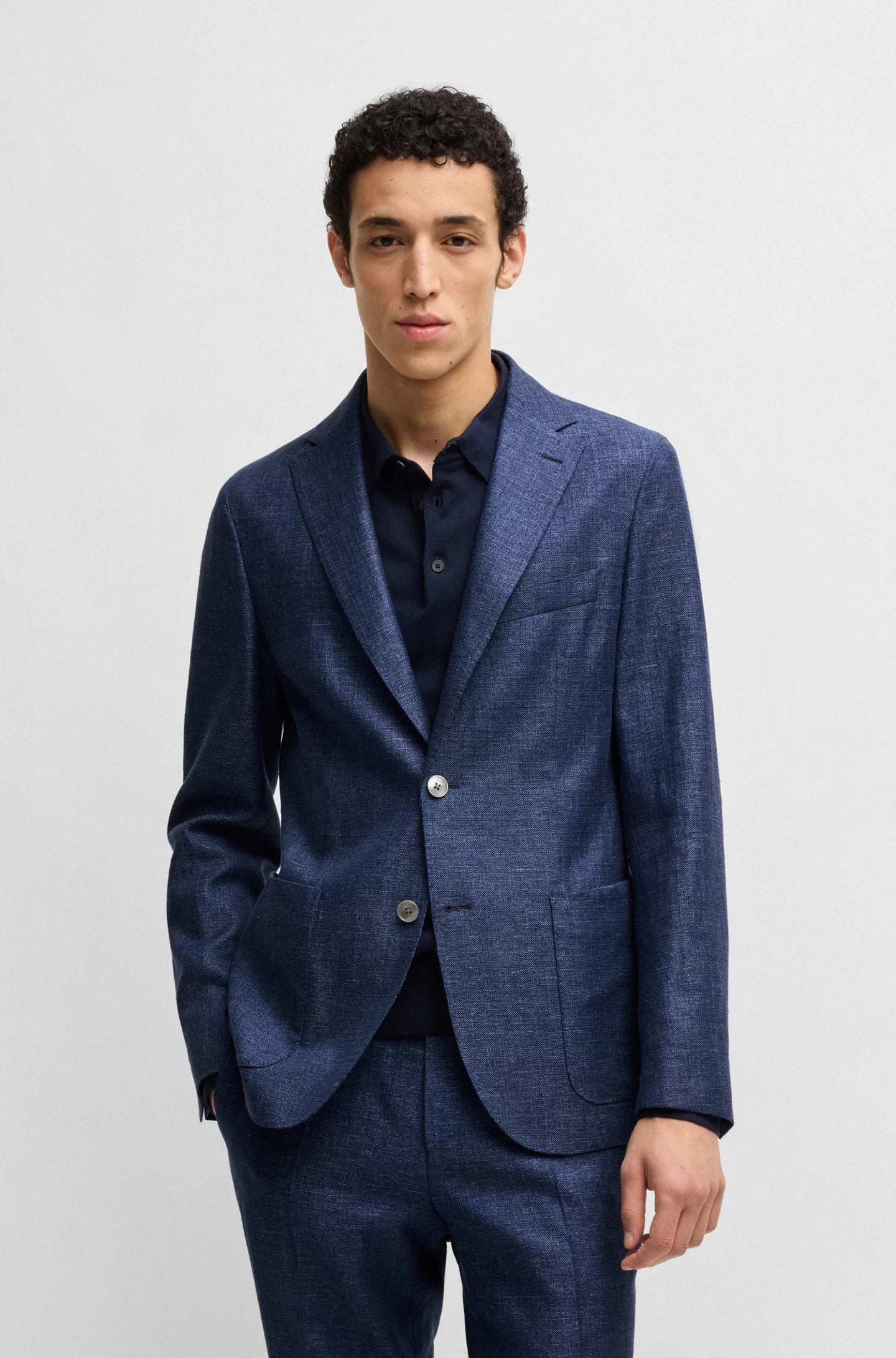 Hugo Boss miesten bleiseri, C-HANRY LINEN WOOL BLAZER Tummansininen