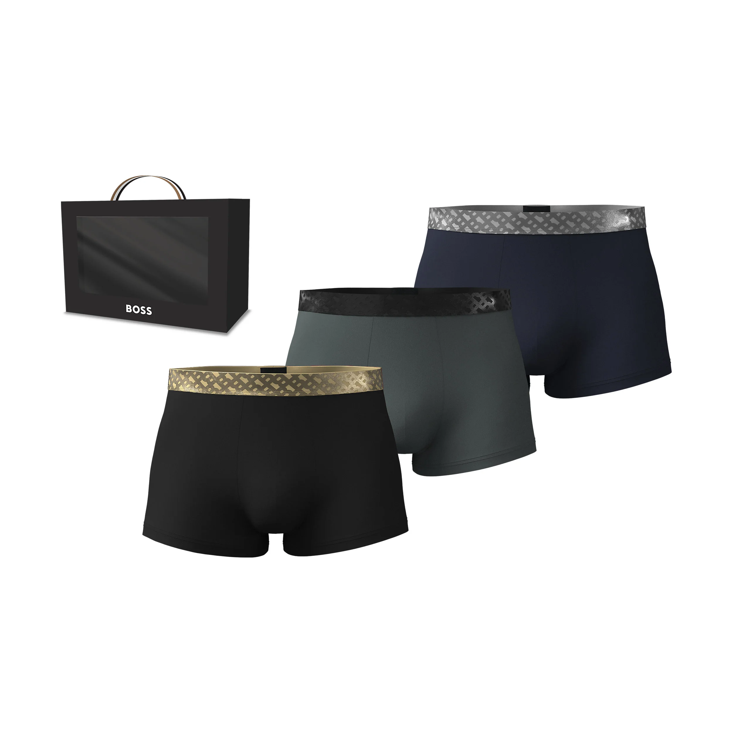 Hugo Boss miesten bokserit, TRUNK 3P METALLIC Musta