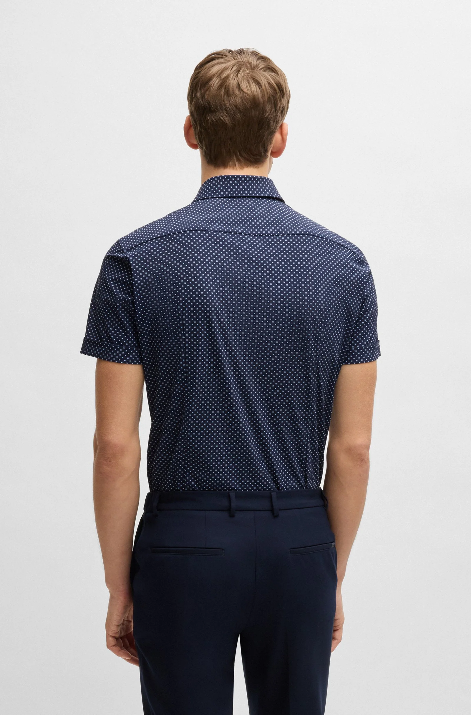Hugo Boss miesten kauluspaita, P-HANK SS PERFORMANCE SHIRT Sininen Kuosi - Image 2