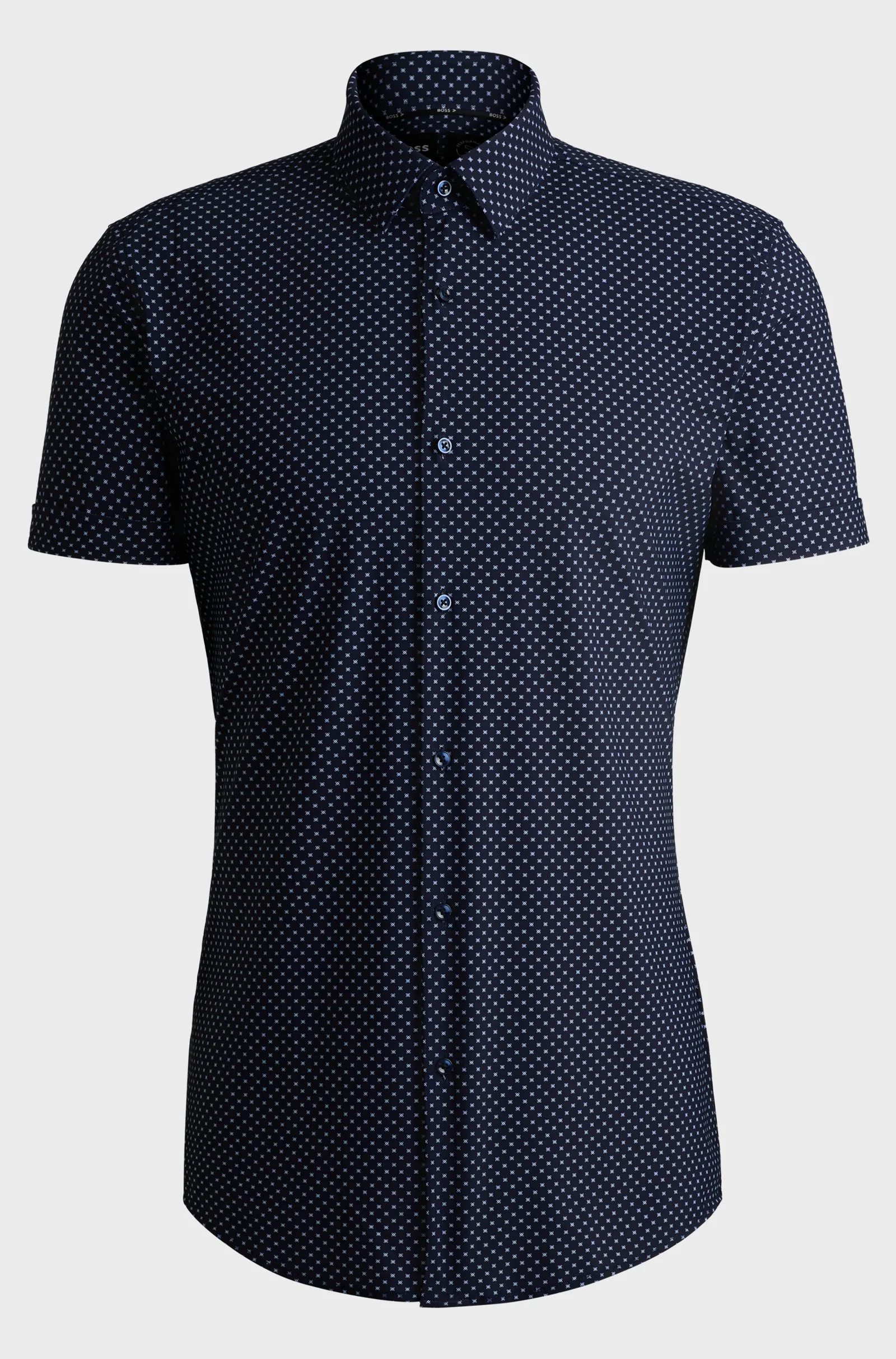 Hugo Boss miesten kauluspaita, P-HANK SS PERFORMANCE SHIRT Sininen Kuosi - Image 3