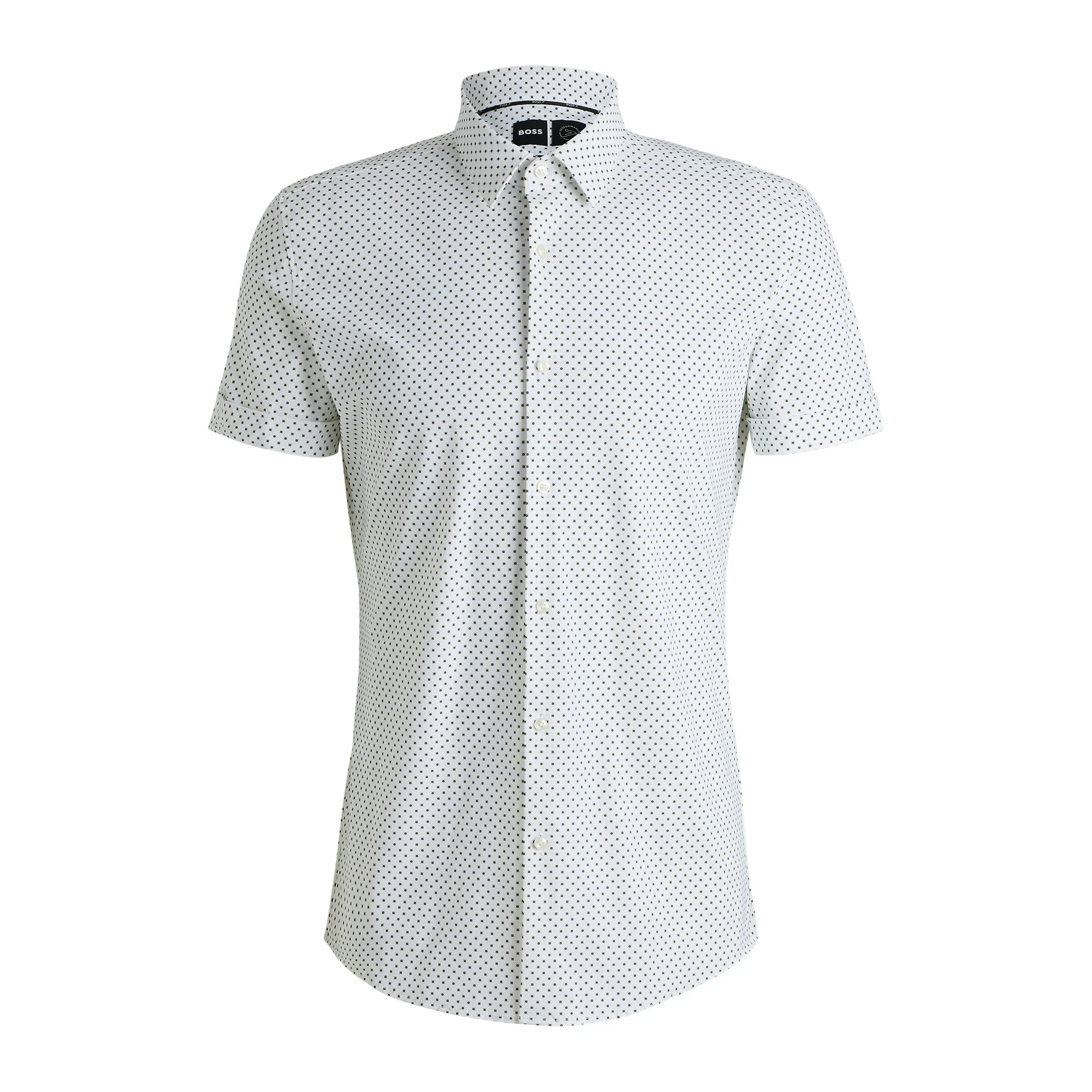 Hugo Boss miesten kauluspaita, P-HANK SS PERFORMANCE SHIRT Valkopohjainen Kuosi