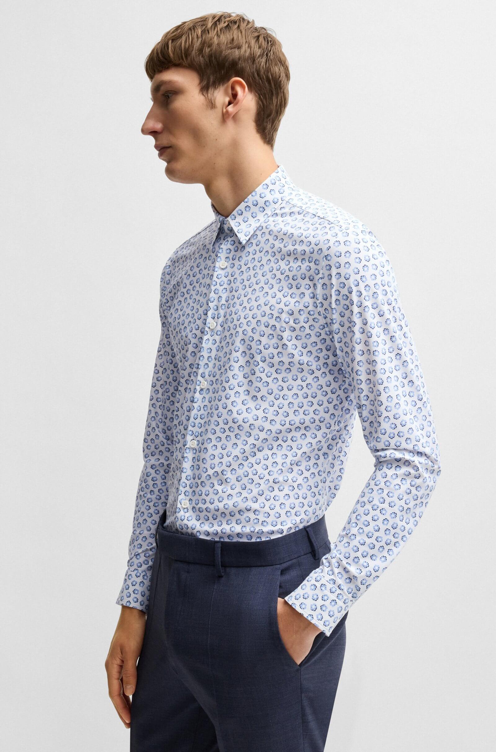 Hugo Boss miesten kauluspaita, P-ROAN PERFORMANCE SHIRT Sininen Kuosi - Image 3