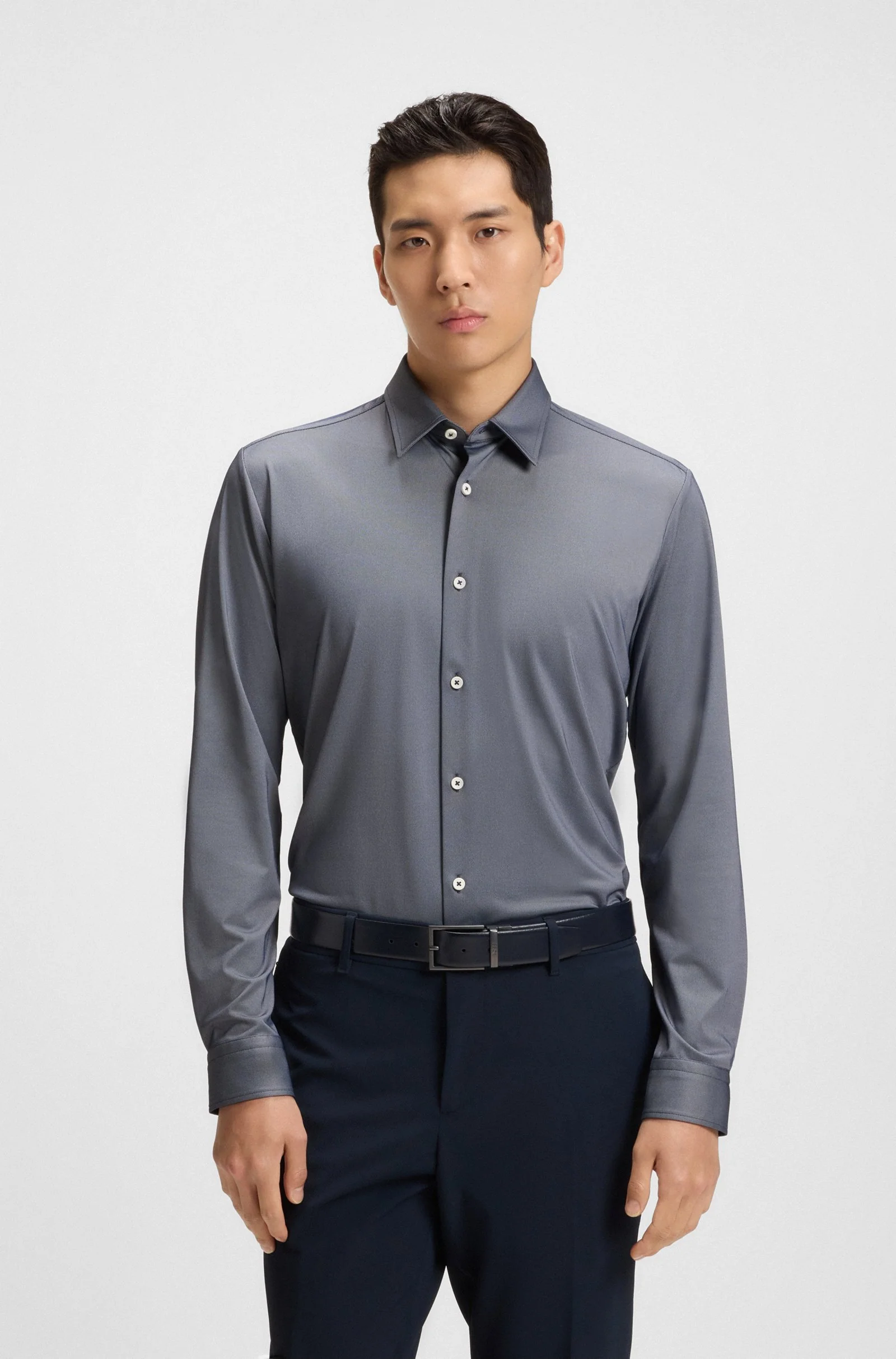 Hugo Boss miesten kauluspaita, P-ROAN PERFORMANCE STRECH OXFORD Sininen Kuosi