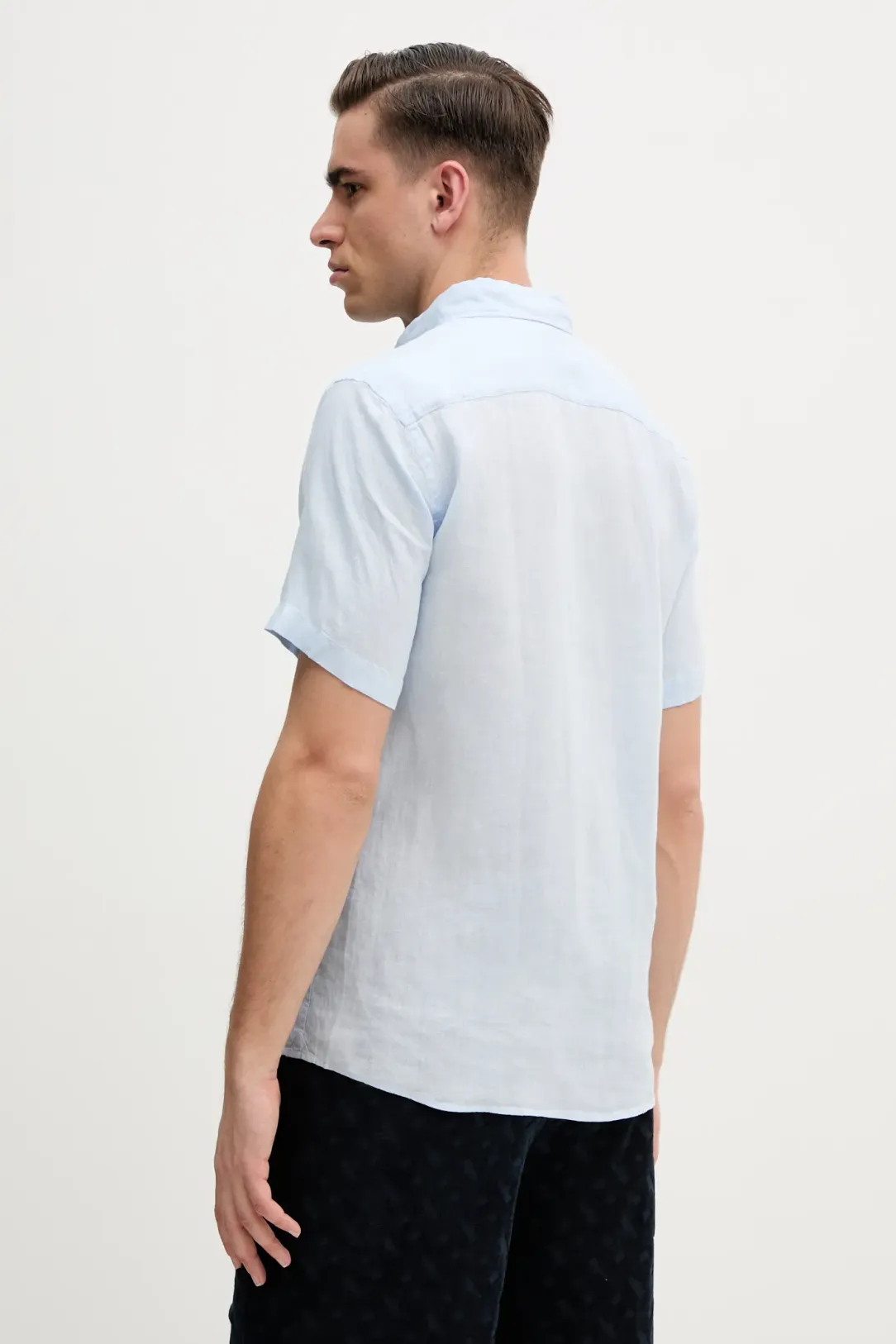 Hugo Boss miesten lyhythihainen kauluspaita, H-ROAN SS LINEN Keskisininen - Image 2