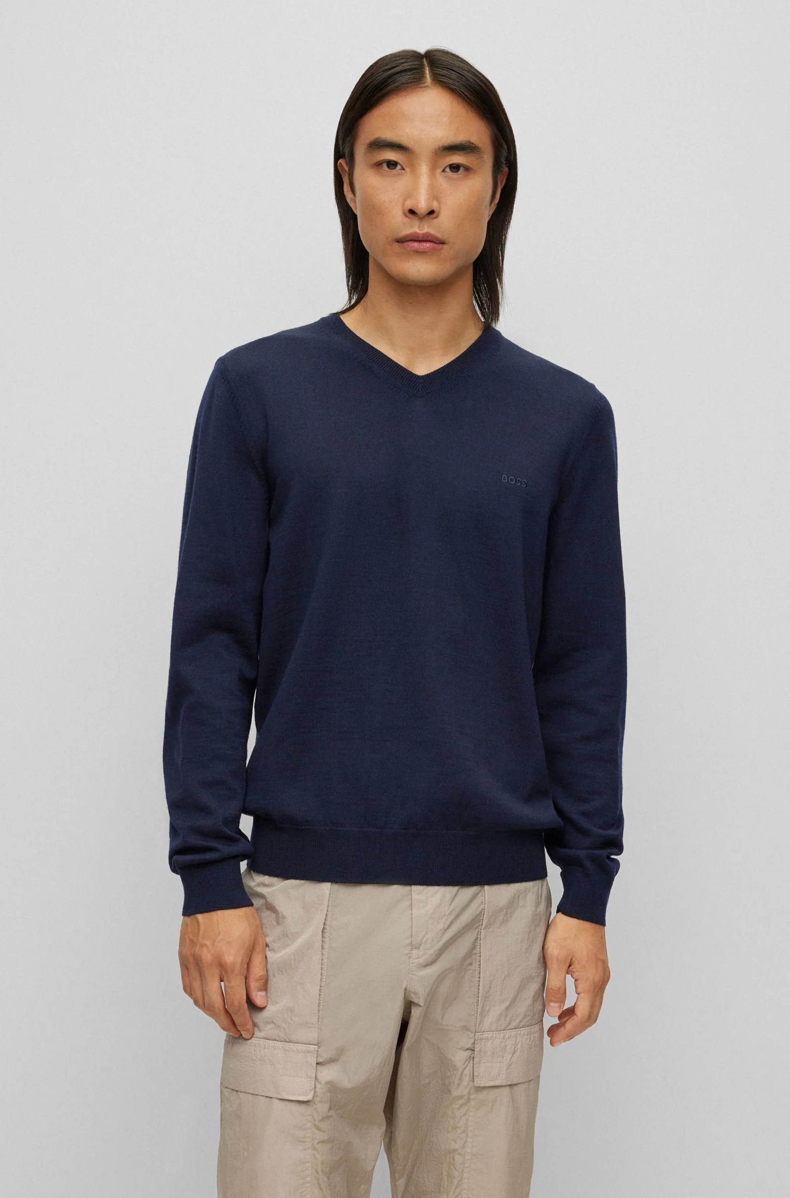 Hugo Boss miesten neule, BARAM-L V REG FIT Tummansininen