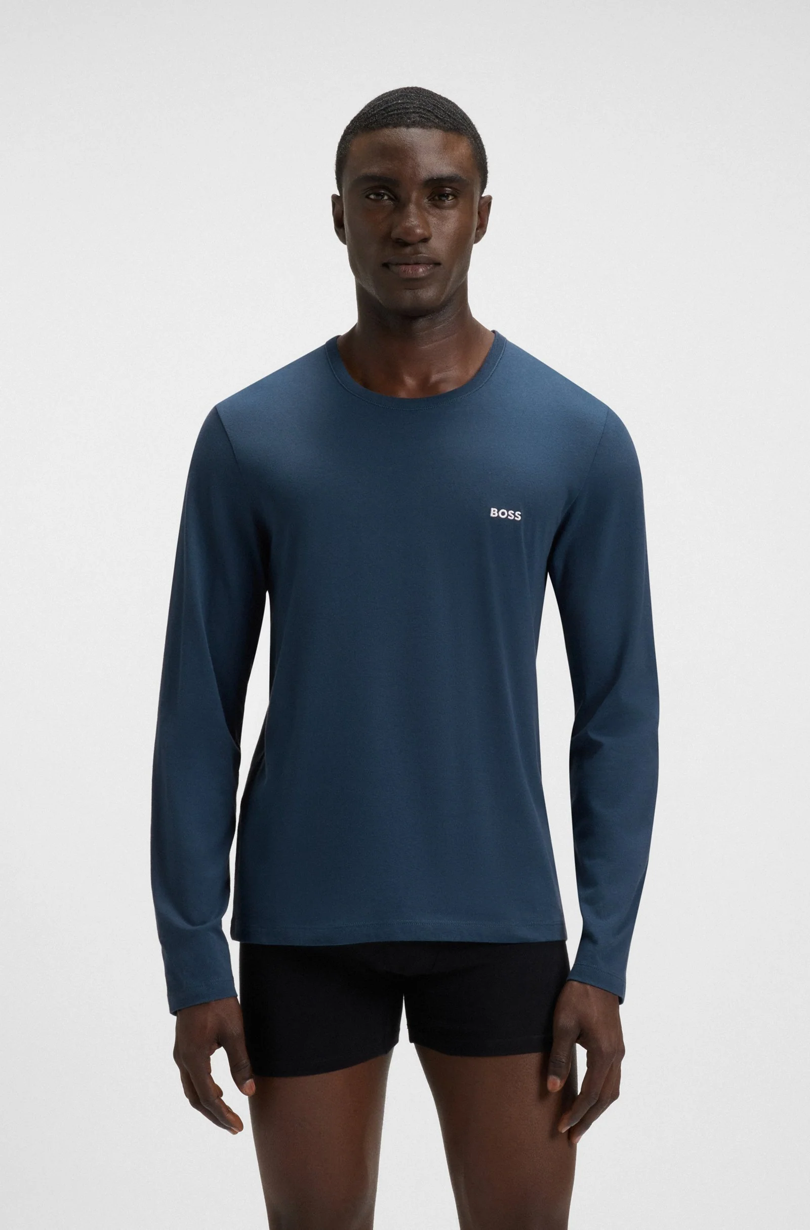 Hugo Boss miesten pitkähihainen paita, SHIRT RN CLASSIC Sininen, Indigo