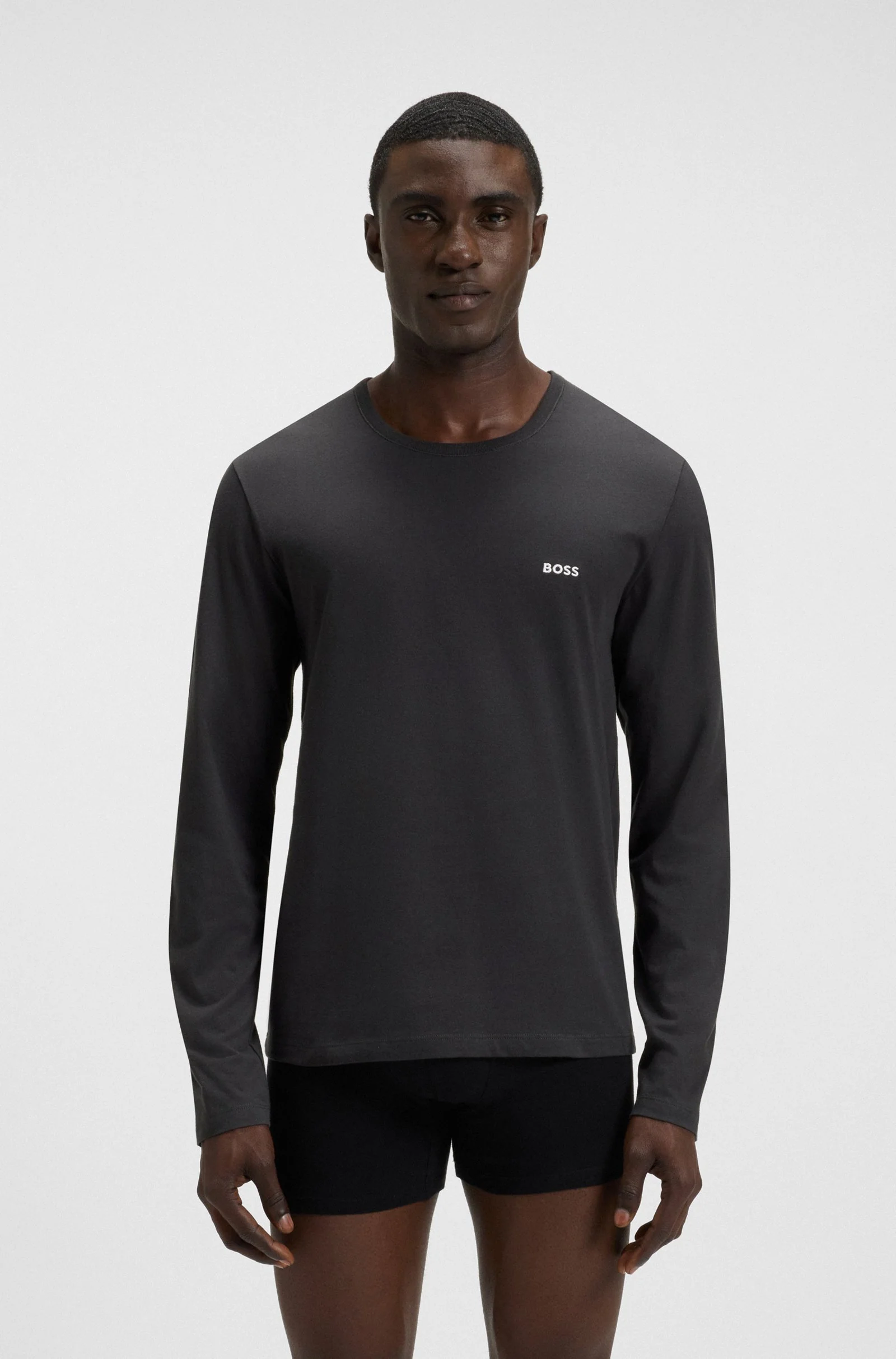 Hugo Boss miesten pitkähihainen paita, SHIRT RN CLASSIC Tummanharmaa
