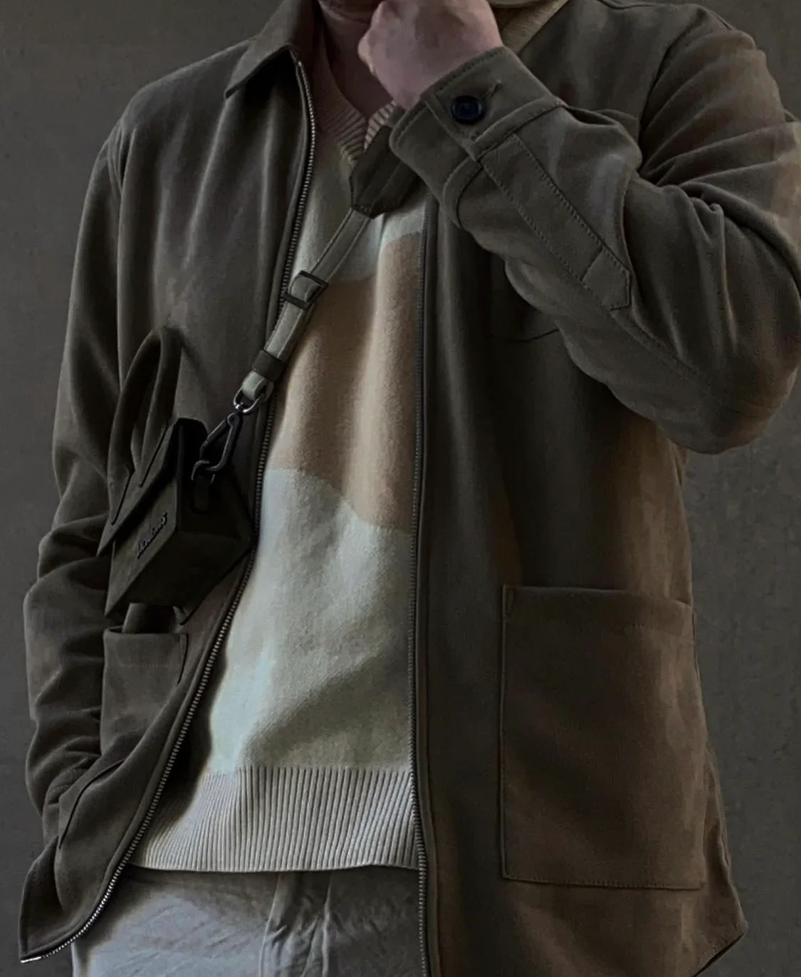 Human Scales miesten paitatakki, RICKARD VEGAN SUEDE OVERSHIRT Tummanruskea - Image 3