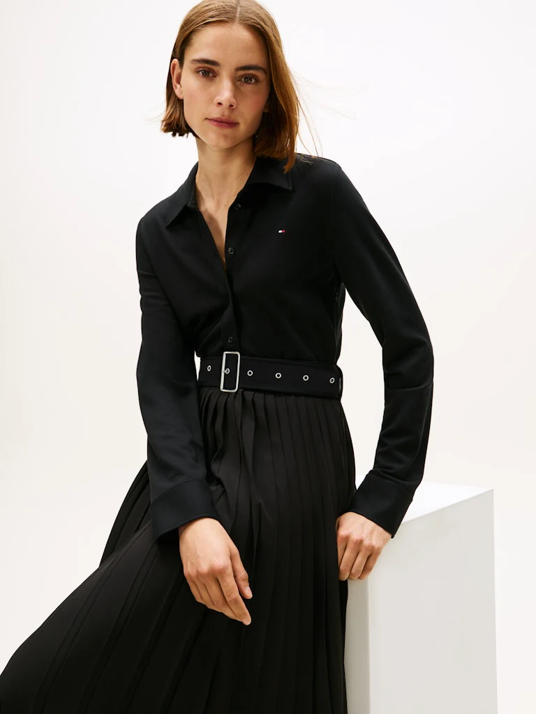 Tommy Hilfiger Interlock Mix Media Polo Dress, musta - Image 2