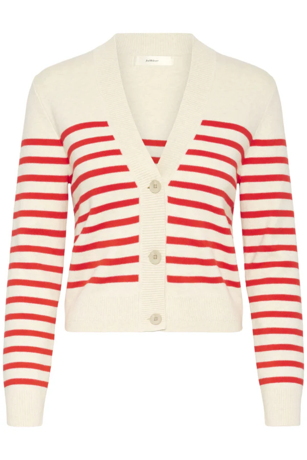 Inwear naisten neuletakki, WALLISIW CARDIGAN Red Stripe - Image 2
