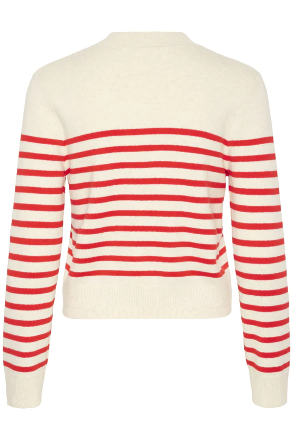 Inwear naisten neuletakki, WALLISIW CARDIGAN Red Stripe - Image 3