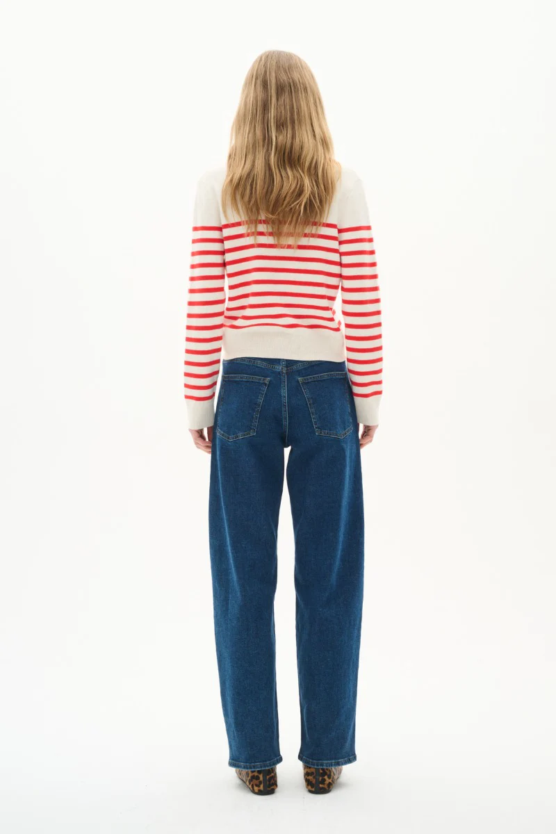 Inwear naisten neuletakki, WALLISIW CARDIGAN Red Stripe - Image 4