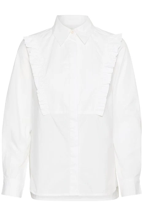 Inwear naisten paitapusero, VALLEYIW FRILL SHIRT Pure White