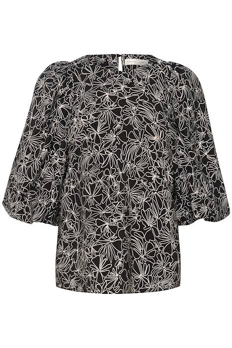 Inwear Naisten Pusero, HARPER BLOUSE Mustavalkoinen
