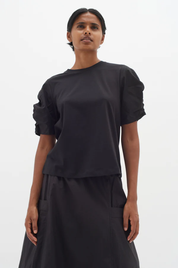 Inwear naisten t-paita, K-PAYANA WOVEN TRIM T-SHIRT Black