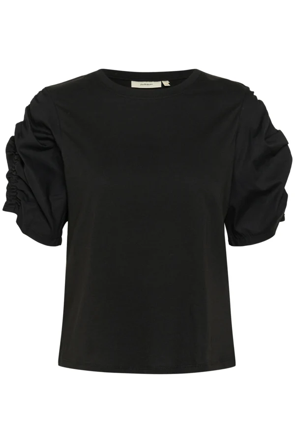 Inwear naisten t-paita, K-PAYANA WOVEN TRIM T-SHIRT Black - Image 2