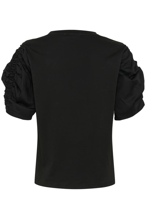 Inwear naisten t-paita, K-PAYANA WOVEN TRIM T-SHIRT Black - Image 3
