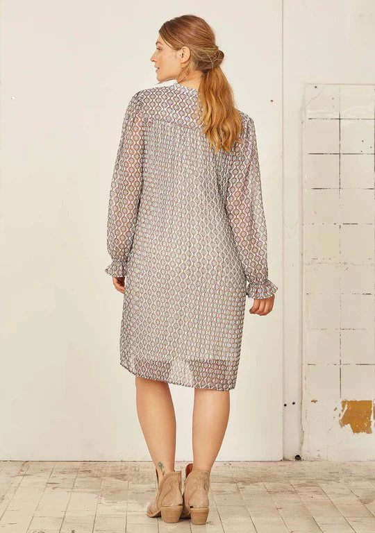 Isay, Naisten Mekko, THEA PLEAT DRESS Sininen Kuosi - Image 3